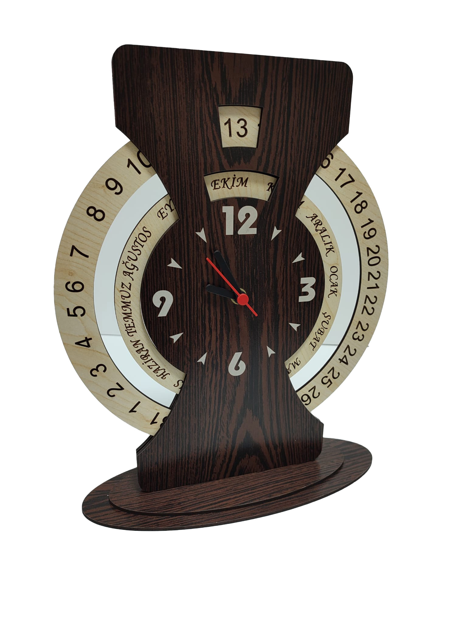 Ahşap Sonsuz Takvimli Masa Saati